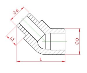 Cot teava PPR alb, Ø 25 mm, MF, 45 grade, PN25