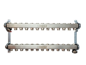 Distribuitor pentru corpuri de incalzire, 12 cai, HERZ, inox 1"