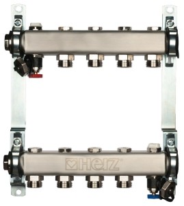 Distribuitor pentru corpuri de incalzire, 2 cai, HERZ, inox 1"