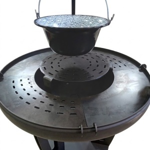 Gratar mobil multifunctional GRILL MASTER 3 in 1, din otel, rotisor cu motor electric, suport ceaun, pentru 10 persoane - Img 3