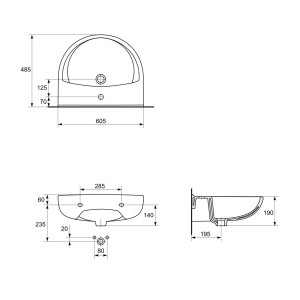 Lavoar President, suspendat, 60 cm, K08-010, alb - Img 3