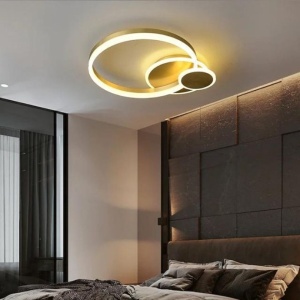 Lustra LED, Auriu, cu telecomanda, WIFI 2.4G, lumina/rece/calda/neutra intensitate reglabila - Img 3
