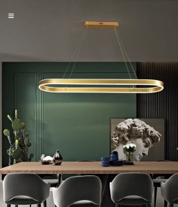 Lustra LED, Auriu, Minimalist cu telecomanda, WIFI 2.4G, lumina/rece/calda/neutra intensitate reglabila - Img 2