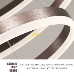 Lustra LED, Culoare Maro Inchis, 3 cercuri 80+60+40 cm cu telecomanda, WIFI 2.4G lumina/rece/calda/neutra intensitate reglabila - Img 4