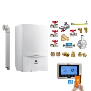 Pachet centrala termica pe gaz/GPL in condensare Vaillant ecoTEC pure VUW 236/7-2, 20.2 kW, incalzire si ACM, Kit de evacuare inclus, Kit armaturi, Termostat inteligent KOPH CT99 - Img 1