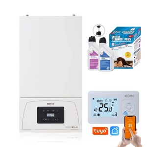 Pachet centrala termica pe gaz in condensare Motan Condens KPlus C38GC20V1, 20 kW, incalzire si ACM, Termostat wireless si Kit rapid de curatare/protectie instalatii termice Doctor Cleanex Plus