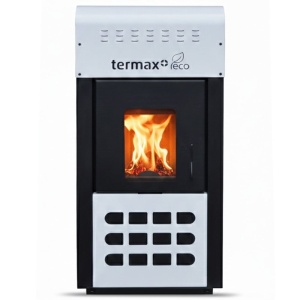 Pachet economic - Termosemineu pe peleti Termax Kamin ECO, 25 kW, 160 mp, buncar peleti 45 kg, diametru cos fum ⌀80 mm, vas expansiune si pompa recirculare incluse, Alb + Termostat KOPH 303RF + Aspirator cenusa 1000W + Cos fum inox de interior ⌀80 mm - Img 3