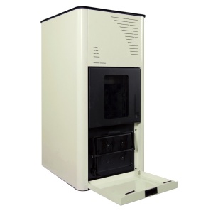 Pachet economic - Termosemineu pe peleti Termax Kamin PM 15 kW, 120 mp, buncar peleti 30 kg, diametru cos fum ⌀80 mm, vas expansiune si pompa recirculare incluse, Ivory + Termostat KOPH 303RF + Aspirator cenusa 1000W + Cos fum inox de interior ⌀80 mm - Img 4