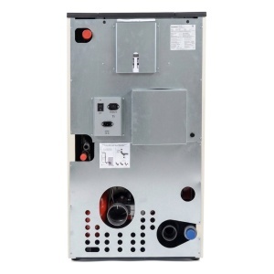 Pachet Smart Control - Termosemineu pe peleti Termax Kamin PM 15 kW, 120 mp, volum apa 30 litri, diametru cos fum ⌀80 mm, vas expansiune si pompa recirculare incluse + Termostat inteligent KOPH I302 WiFi + Aspirator cenusa 1000W + Stabilizator tensiune