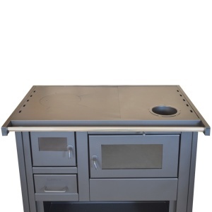 Pachet soba pe lemn Termax Nobil, 7.12 kW, evacuare pe dreapta, cuptor integrat, randament 81.27%, 47 m², Bej, set accesorii, aspirator cenusa si suport lemne foc metalic Termax M - Img 5