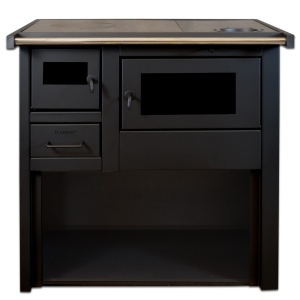 Pachet soba pe lemn Termax Popular, 7.12 kW, evacuare pe dreapta, cuptor integrat, randament 81.27%, 47 m², Negru, set accesorii, aspirator cenusa si suport lemne foc metalic Termax M - Img 2
