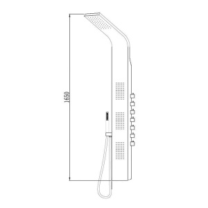 Panel dus Alicante cu hidromasaj, 165 cm, inox mat - Img 2