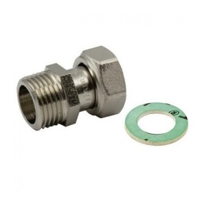 Racord drept nichelat cu piulita si garnitura plata 1/2"- 1/2", Tiemme