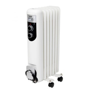 Radiator cu ulei FKOS 7 M, 1500W, 7 elementi, 3 trepte de incalzire, termostat reglabil, alb