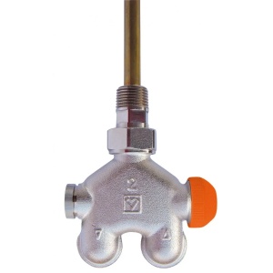 Robinet termostatic cu patru cai HERZ-VUA-40 pentru radiator portprosop, model coltar bitubular, DN 15, 778441