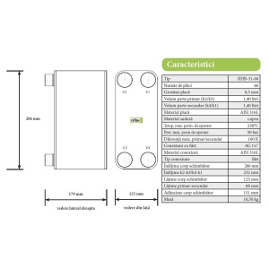 Schimbator de caldura sudat, Reflex Longtherm RHB-31-60, 120 kW, 230°C, 30 bar, 60 placi, AISI 316L - Img 2