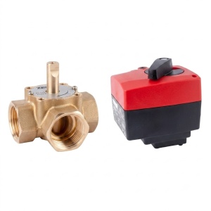 Set HERZ. vana rotativa 3 cai, DN32, Kvs 16 si actionare electrica 230 V/3