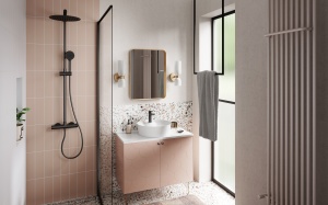 Sistem de dus Trevi cu baterie termostatata, fixare ajustabila pe inaltime, functia FerroEasyClean, Negru mat - Img 3