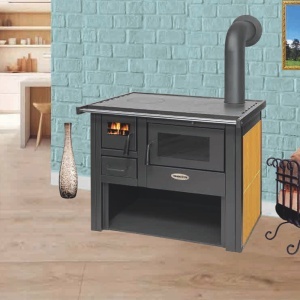 Soba pe lemn Termax Nobil, 7.12 kW, evacuare pe dreapta, cuptor integrat, randament 81.27%, 47 m², Bej - Img 3