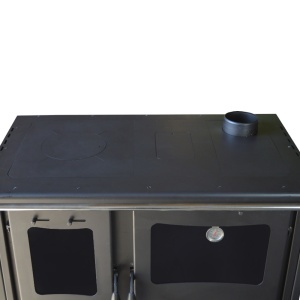 Soba pe lemn Termax Rustik, Fonta, 9.5 kW, evacuare pe dreapta, cuptor integrat, randament 76.1%, 63 m², Bordo - Img 4