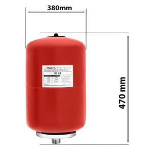 Dimenisuni Vas expansiune 35 litri Wates fara manometru pentru instalatii de incalzire, Ø 380 mm, 1"
