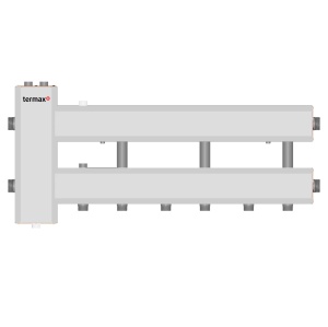 Ansamblu distribuitor + Butelie de egalizare 1 1/4" - 1", 3+1 cai, iesiri jos, Termax KSH32D125.200 - Img 1