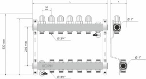 Ansamblu distribuitor pentru corpuri de incalzire, 4 cai, KOPH, inox 1" - Img 4