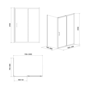 Cabina de dus dreptunghiulara Arteco, cu usa culisanta, 120x80, crom - Img 4