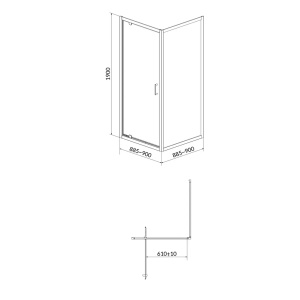 Cabina de dus patrata Arteco, cu usa pivotanta, 90x90x190, crom - Img 4