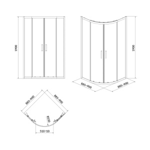 Cabina de dus, semirotunda, 90x90x190 cm, Arteco - Img 3