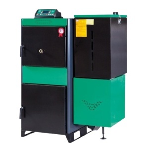 Centrala mixta lemn/pelet Termax 25 kW, 160 mp, volum manta apa 80 litri, diametru cos fum Ø130 mm