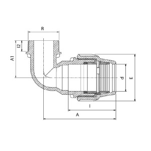 Cot PEHD, Ø40 mm x 1 1/4 E, 90º, PN16, Plasson