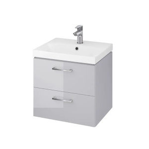 Dulap cu lavoar Lara City, cu sertare, 50, S801-215, gri lucios