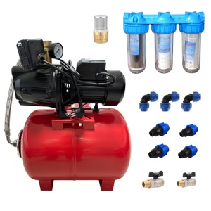 Kit complet pentru fantana - Hidrofor Roval 50 L, Pompa Fonta, Autojet100, 1.1 kW, 1.5 CP, H.max 50 metri, set 3 filtre pentru apa, supapa de sens cu sorb sita si robineti