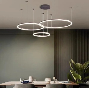 Lustra LED, Culoare Maro Inchis, 3 cercuri 60+40+30 cm cu telecomanda, WIFI 2.4G lumina/rece/calda/neutra intensitate reglabila - Img 3