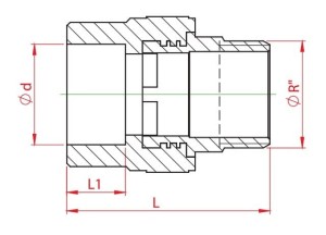 Mufa teava PPR alb, Ø110 - 4 E, filet exterior, PN25