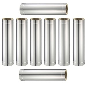 Pachet 8 bucati tub inox izolat pentru cos fum KOPH, cu perete dublu, lungime 1 m, diametru interior 100 mm, model P1