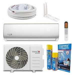 Pachet aparat de aer conditionat Yamato Optimum YW12T2, 12.000 BTU, Inverter, Wi-Fi, Auto-Curatare, Flux de Aer 3D, Kit Instalare Inclus, Suporti si Clima Pack curatare si igienizare