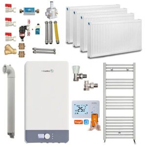 Pachet apartament cu 3 camere, centrala termica pe gaz in condensare Fondital Antea Next KC 26 kW, Calorifere, Termostat Inteligent, Set robineti calorifere, Kit evacuare inclus si Kit complet armaturi montaj