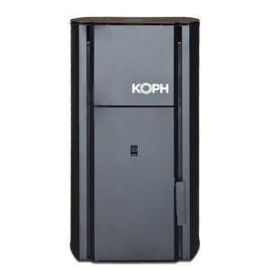 Pachet centrala cu peleti KOPH PM 25 kW, 160 mp, buncar peleti 25 kg, diametru cos fum ⌀80 mm, manta apa 28 litri, pompa recirculare si vas expansiune incorporate, Negru - Img 5