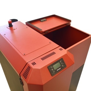 Pachet centrala mixta lemn/pelet Termax Tera 28 kW, 185 mp, buncar peleti 95 kg, volum manta apa 75 litri, diametru cos Ø120 mm, Termostat inteligent KOPH I302, Pompa recirculare, Boiler termoelectric 100 litri, Grup siguranta, Calorifere si Robineti - Img 6