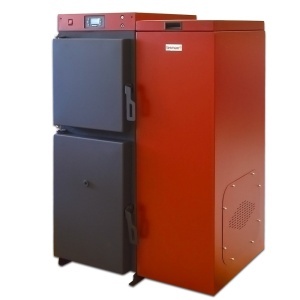Pachet centrala mixta lemn/pelet Termax Tera 40 kW, 265 mp, buncar peleti 120 kg, volum manta apa 100 litri, diametru cos Ø120 mm, Termostat ambiental KOPH CT99, Pompa recirculare, Boiler termoelectric 100 litri, Grup siguranta - Img 2