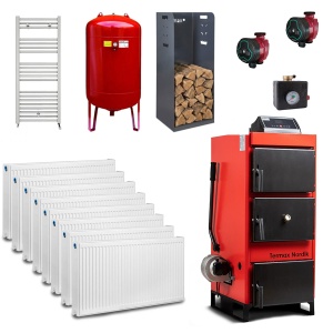 Pachet centrala pe lemn/carbune Termax Nordik 46 kW echipat cu calorifere si accesorii