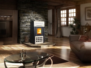 Pachet control inteligent - Termosemineu pe peleti Termax Kamin ECO, 25 kW, 160 mp, buncar peleti 45 kg, volum apa 42 litri, diametru cos fum ⌀80 mm, vas expansiune, pompa recirculare incluse, Crem si Termostat inteligent KOPH CT99 fara fir, cu WiFi - Img 4