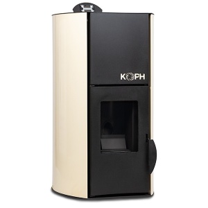 Pachet termosemineu cu peleti KOPH PM 25 kW Fiama, buncar peleti 25 kg, pompa recirculare si vas expansiune incorporate, Crem