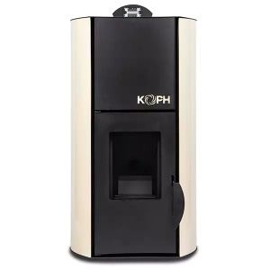 Pachet termosemineu cu peleti KOPH PM 18 kW, buncar 15 kg, pompa recirculare si vas expansiune incorporate, Crem