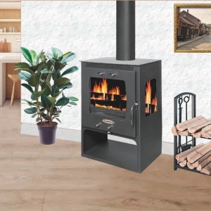 Pachet soba pe lemn Termax Atria, 12.2 kW, randament 84.17%, 80 m², Negru, set accesorii, aspirator cenusa si suport lemne foc metalic Termax M - Img 4