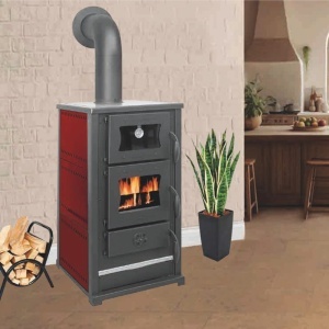 Pachet soba pe lemn Termax Bucovina, 12.2 kW, cuptor incorporat, randament 84.17%, 80 m², Bordo, set accesorii, aspirator cenusa si suport lemne foc metalic Termax XL - Img 5