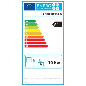 Pachet soba pe peleti KOPH PD 10 kW, cu aer cald, buncar peleti 12 kg, 60 mp, Sursa KOPH 700 W + Stecher Schuko cu protectie la joasa si inalta tensiune, Alb - Img 2
