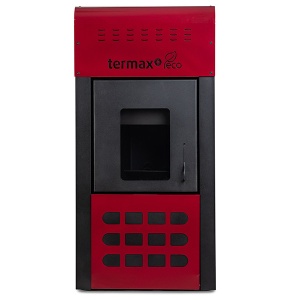 Pachet termosemineu cu peleti Termax Kamin ECO, 25 kW, cu agent termic, complet echipat, 160 mp, Bordo